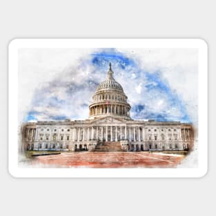 United States Capitol in Washington DC Watercolor Pastel - 03 Sticker